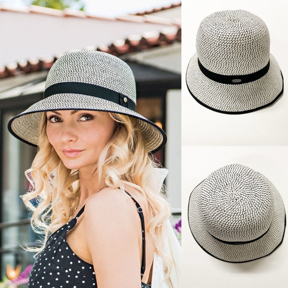 Wallaroo Ivory Black Darby Cloche SPF 50+ Classic Vintage Inspired Sun Hat - Picture 1 of 6